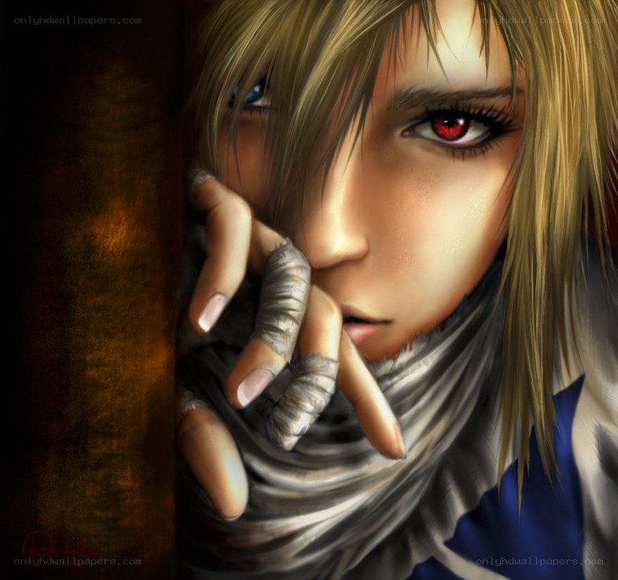anime character with red eyes