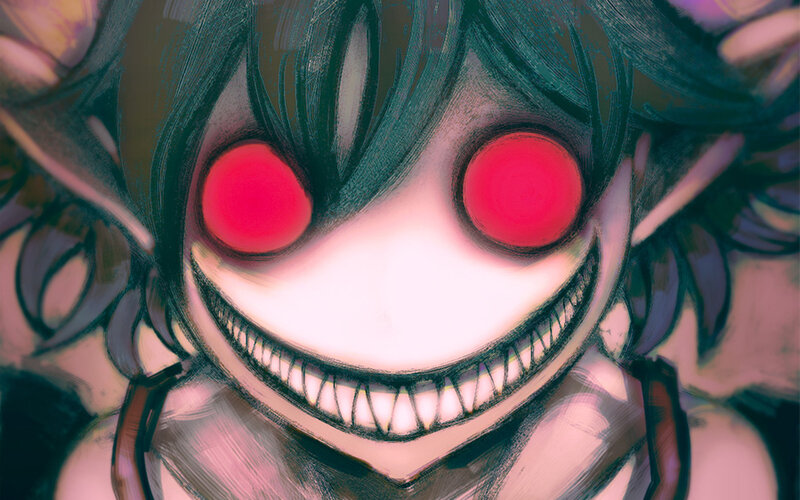 anime character with red eyes