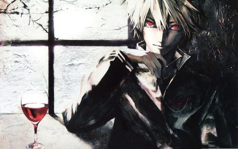 anime character with red eyes