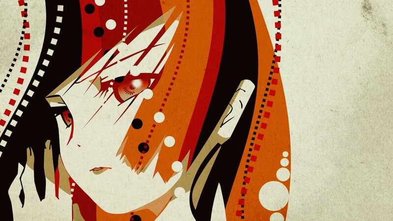 anime character with red eyes