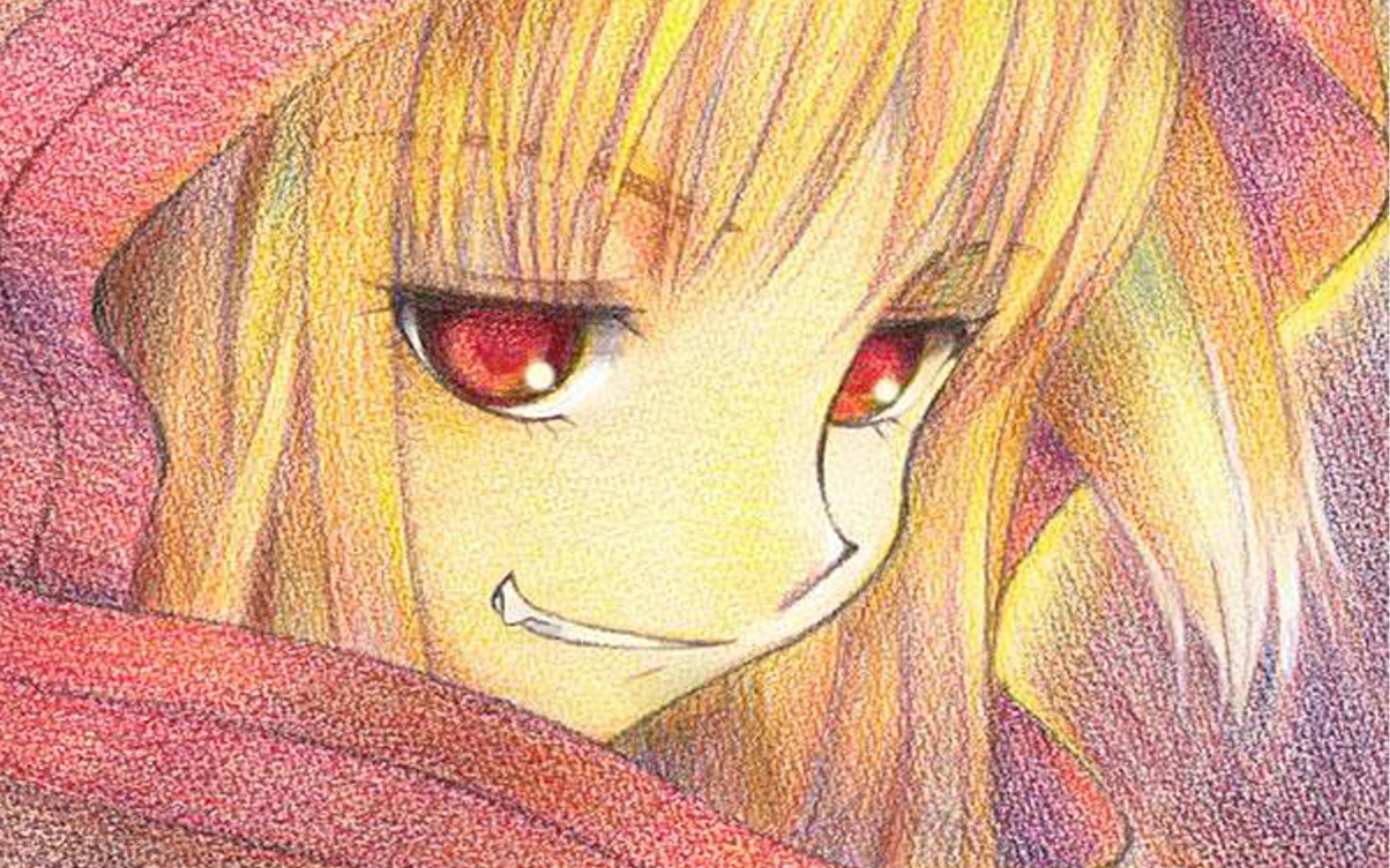 anime character with red eyes