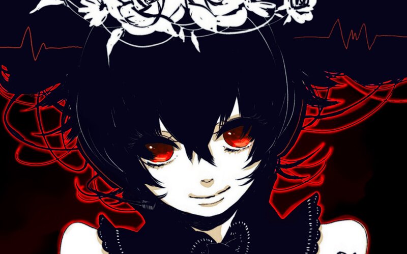 anime character with red eyes
