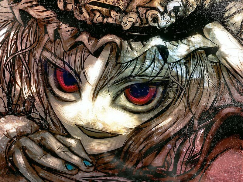 anime character with red eyes