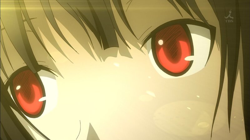 anime character with red eyes