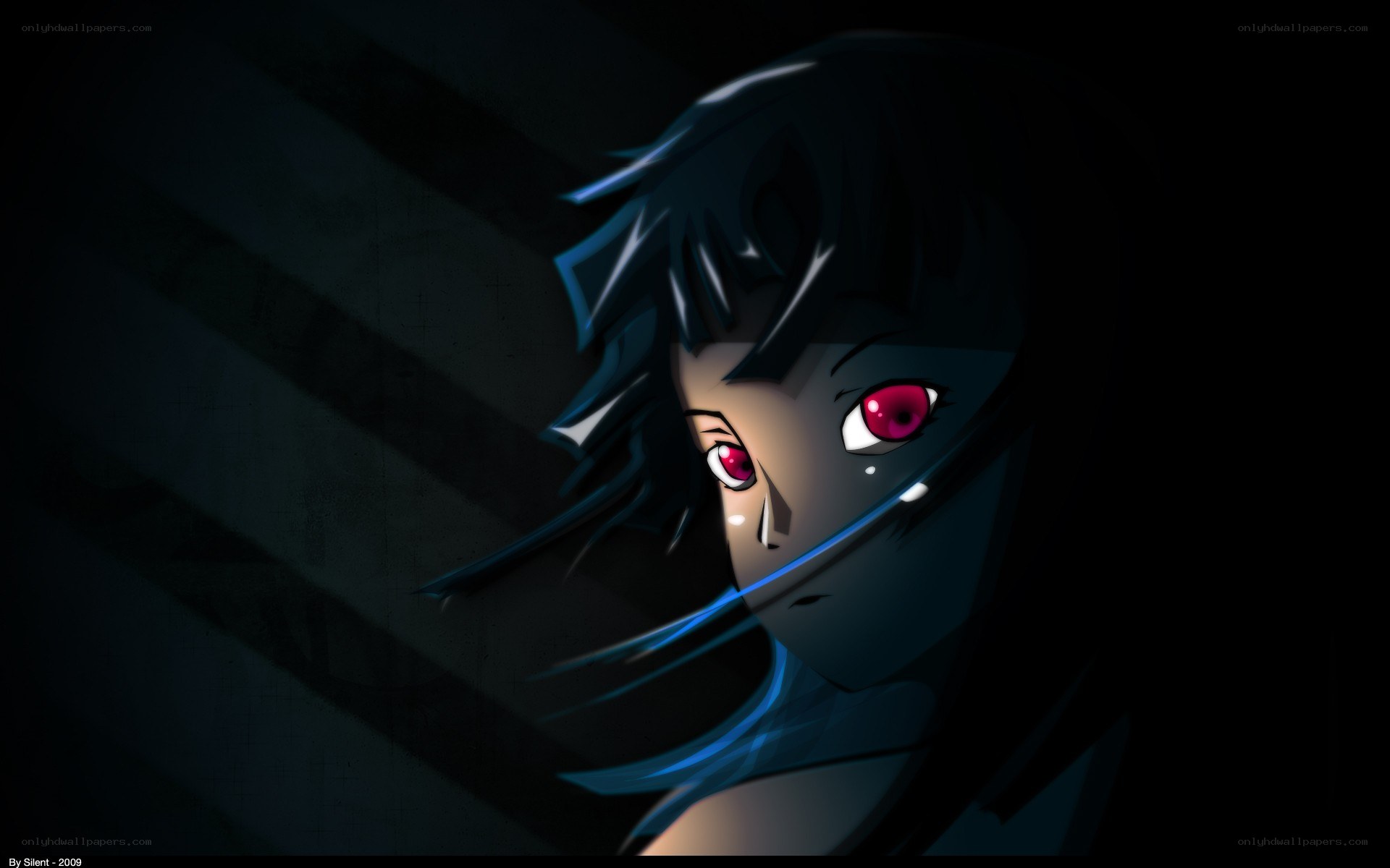anime character with red eyes