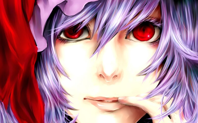 anime character with red eyes