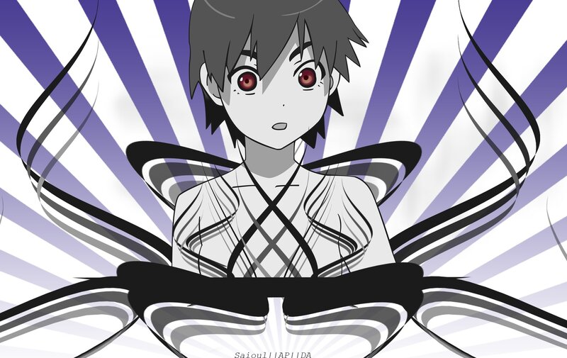 anime character with red eyes