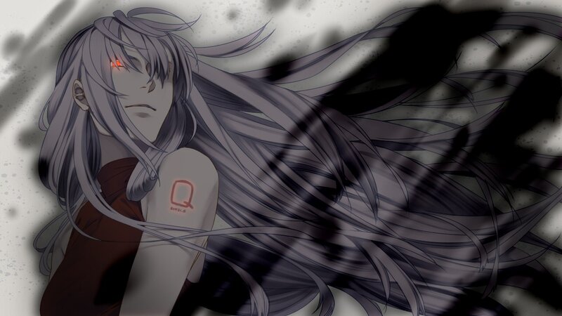 anime character with red eyes