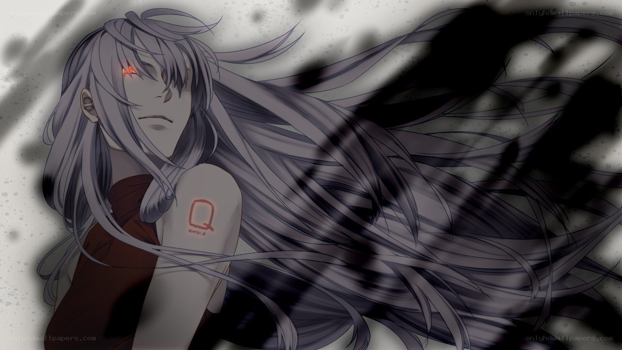 anime character with red eyes