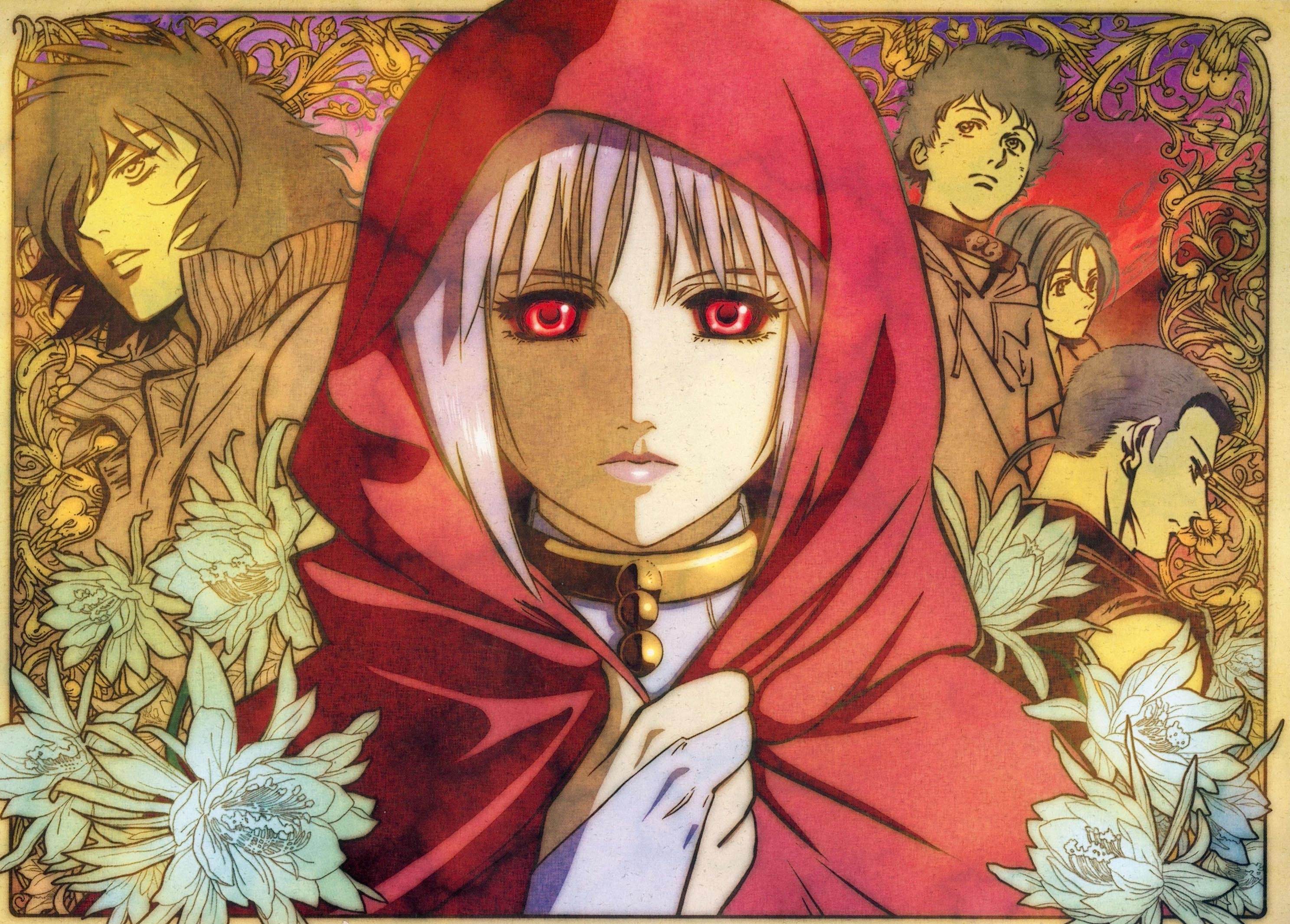 Anime character with red eyes