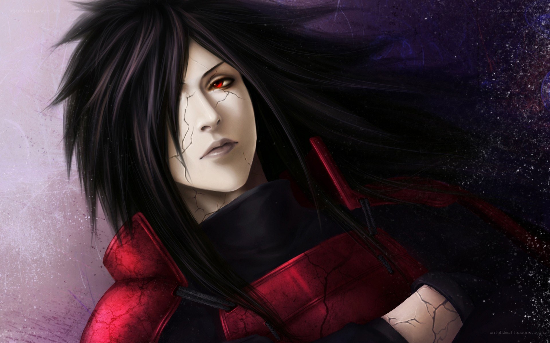 anime character with red eyes
