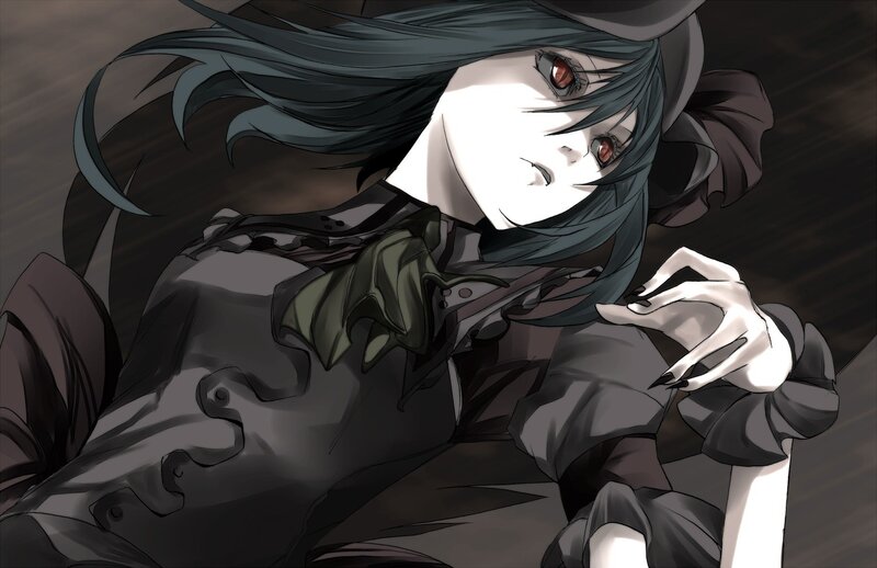 anime character with red eyes