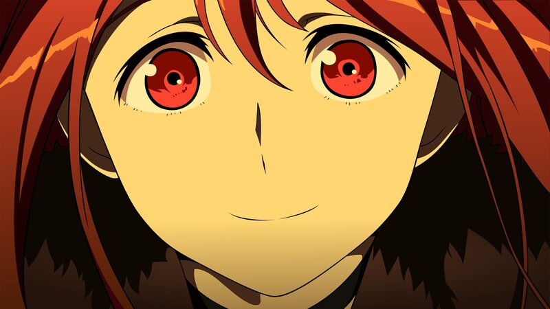 anime character with red eyes