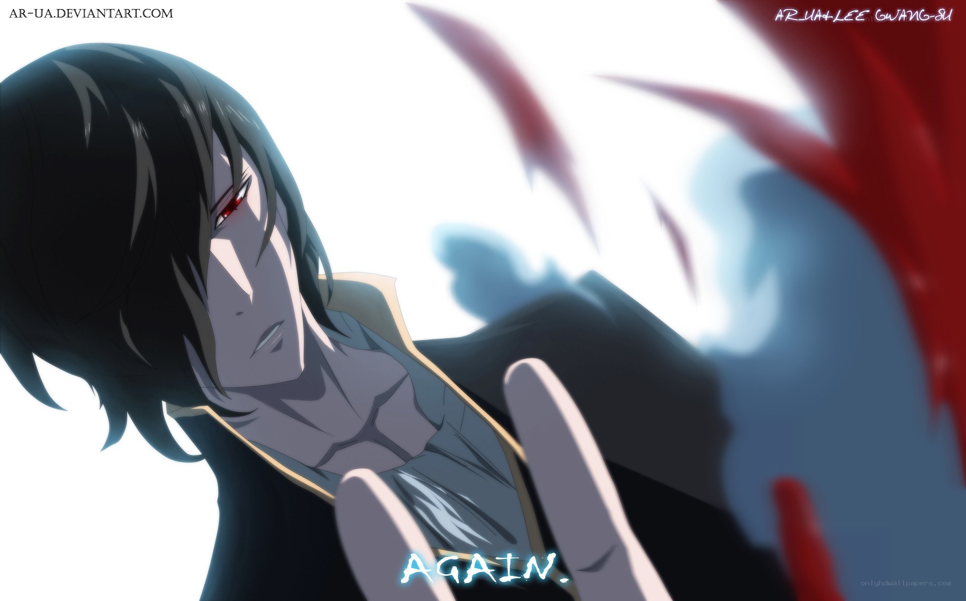anime character with red eyes