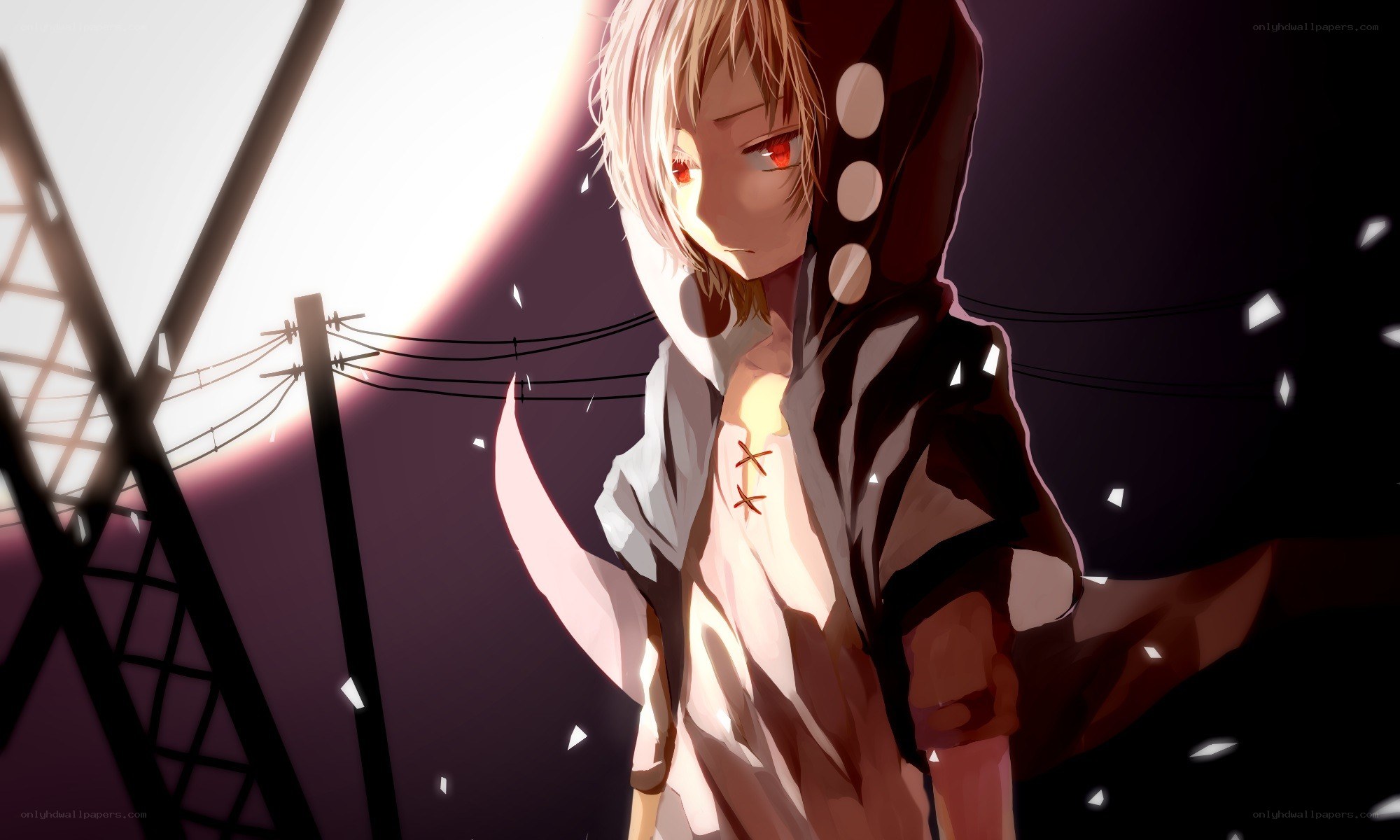 anime character with red eyes