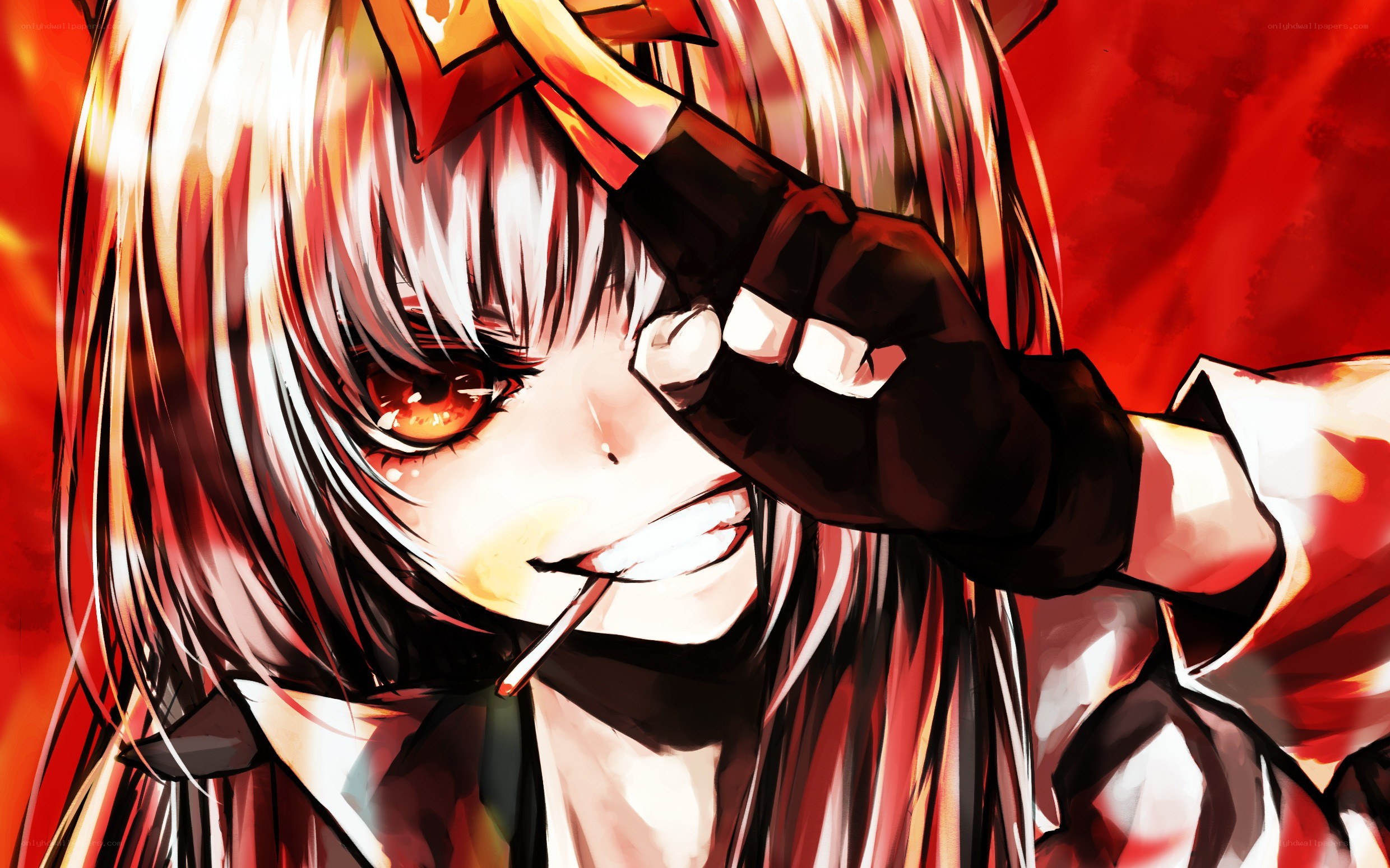 anime character with red eyes