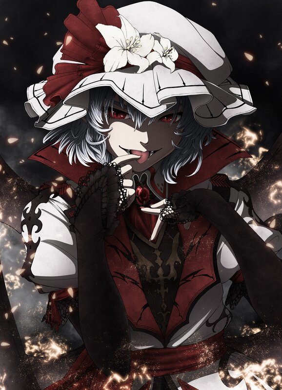 anime character with red eyes