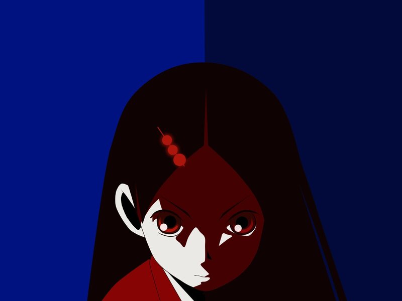 anime character with red eyes
