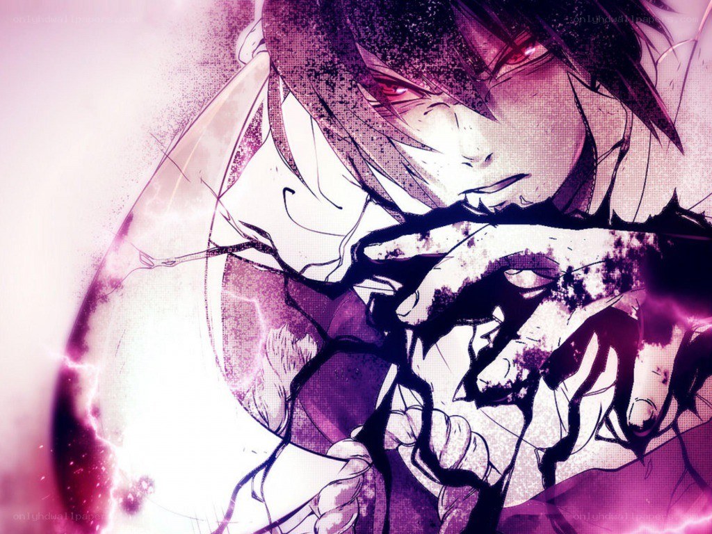 anime character with red eyes