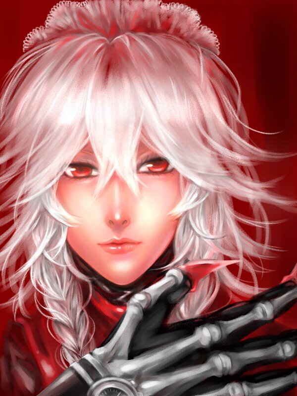 anime character with red eyes