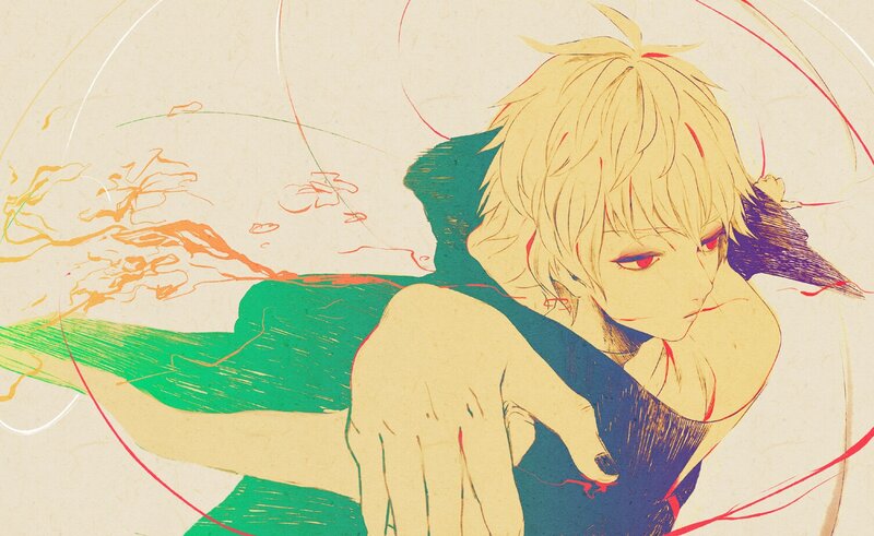 anime character with red eyes