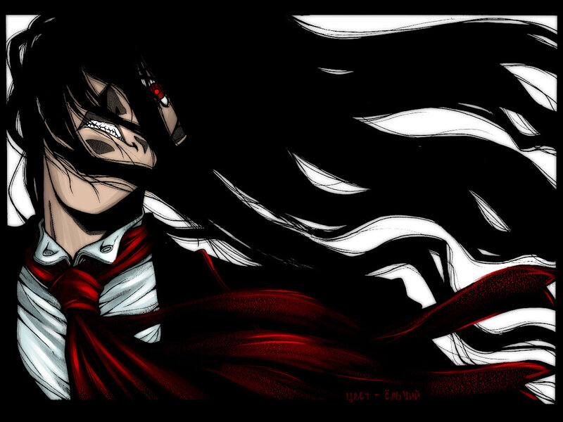 anime character with red eyes