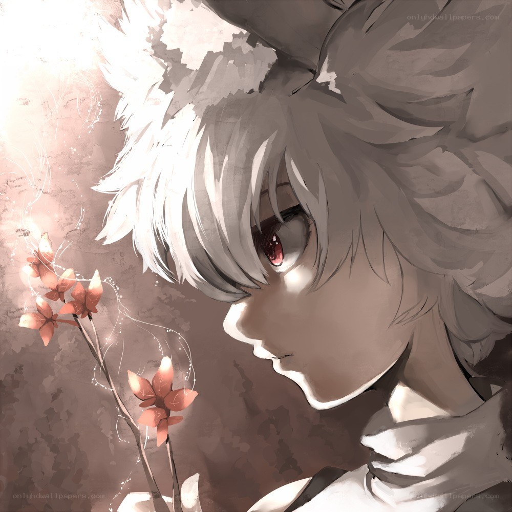 anime character with red eyes