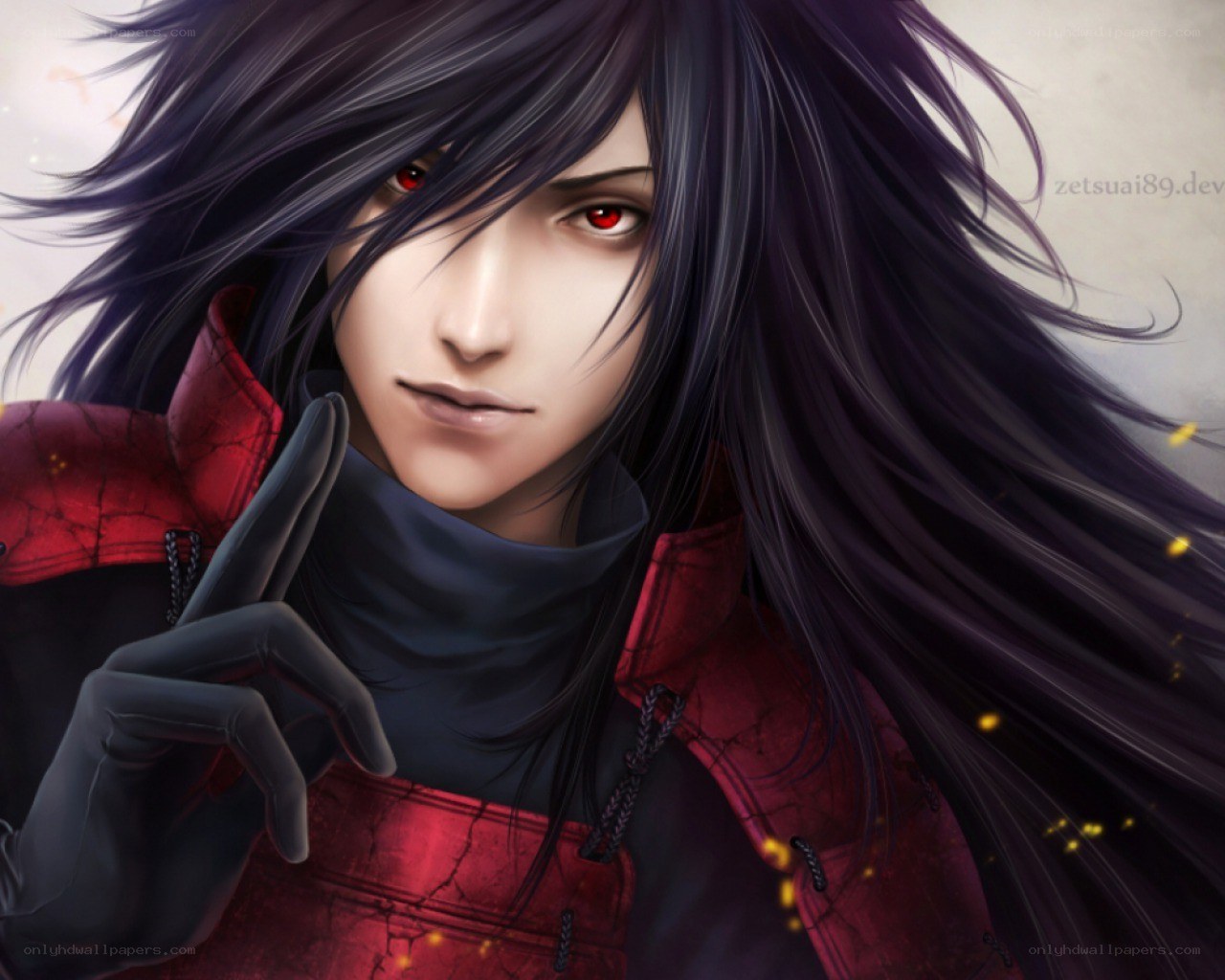 anime character with red eyes
