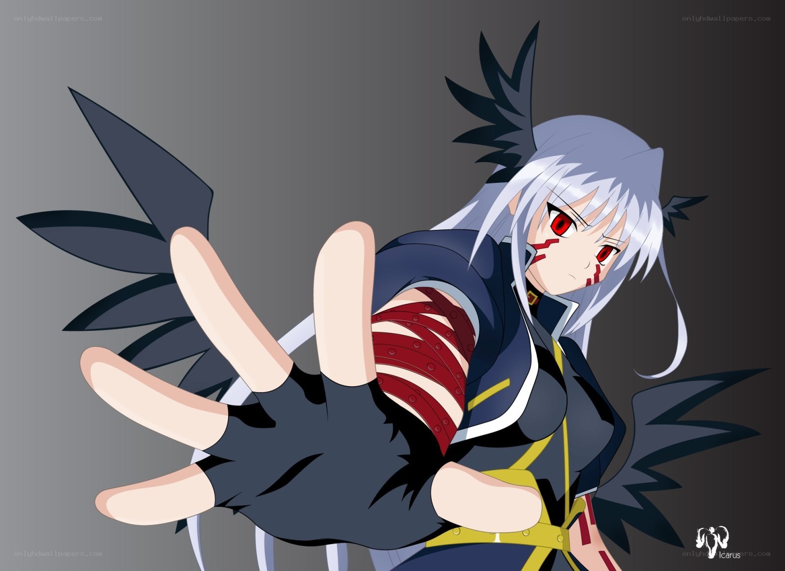 anime character with red eyes