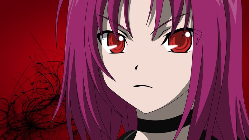 anime character with red eyes