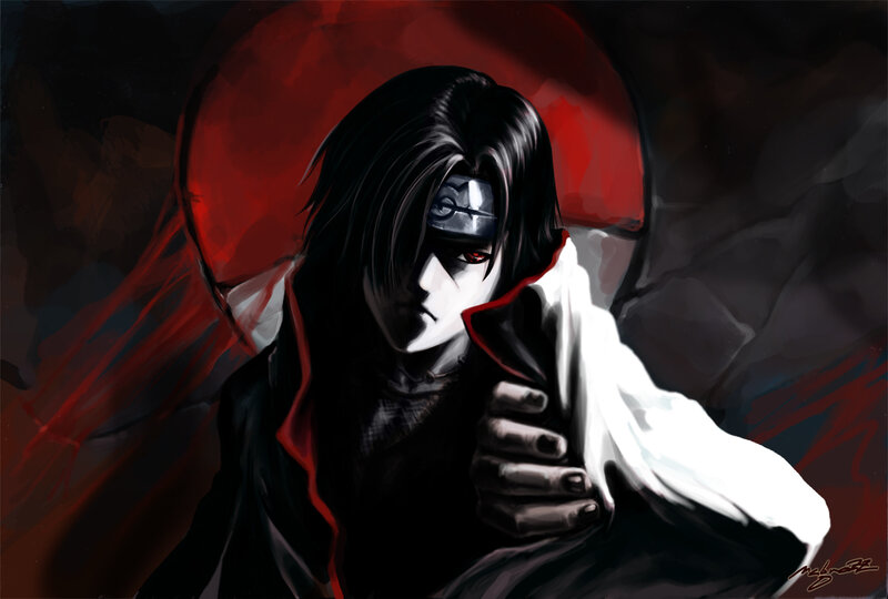 anime character with red eyes