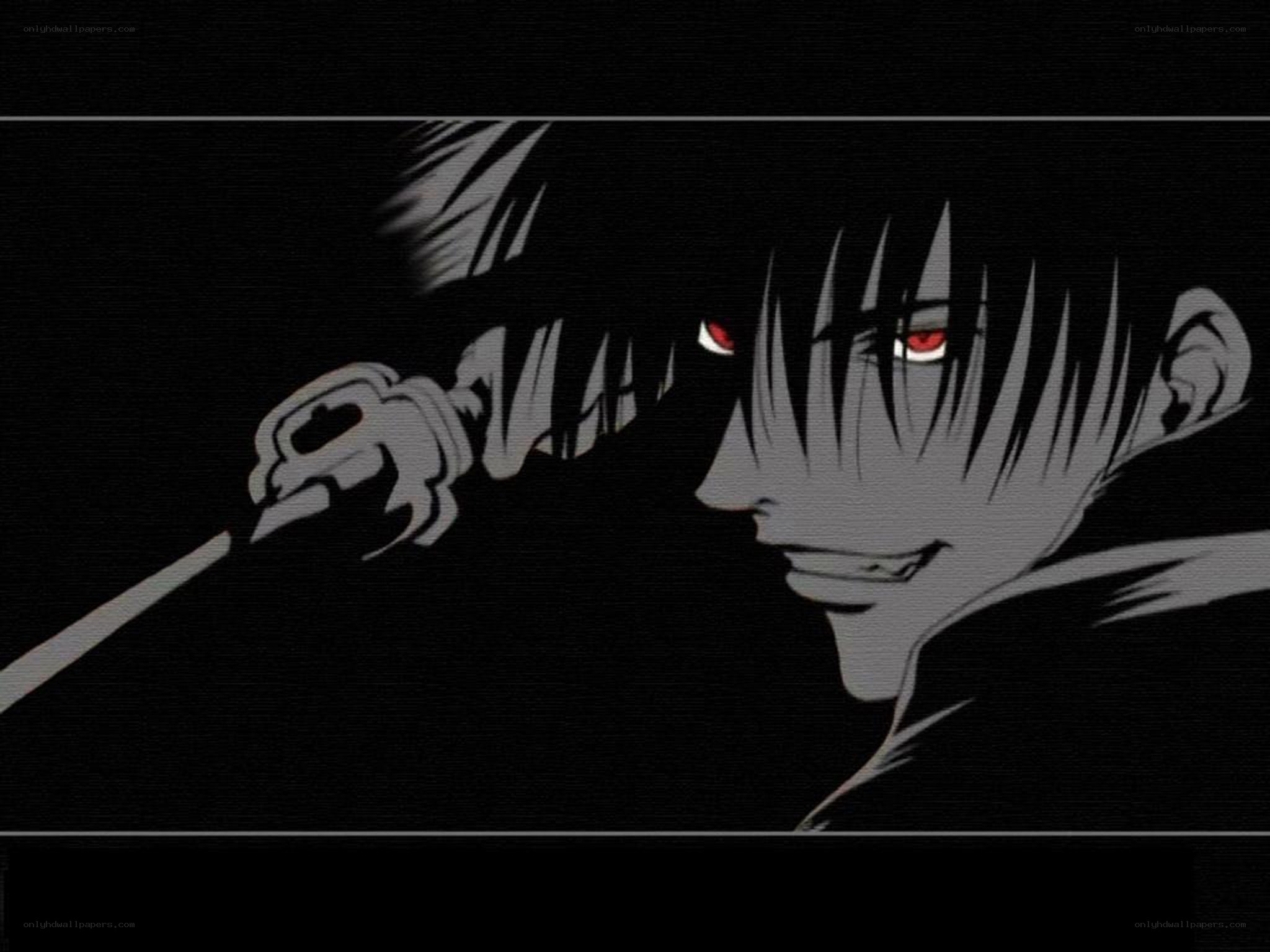 anime character with red eyes