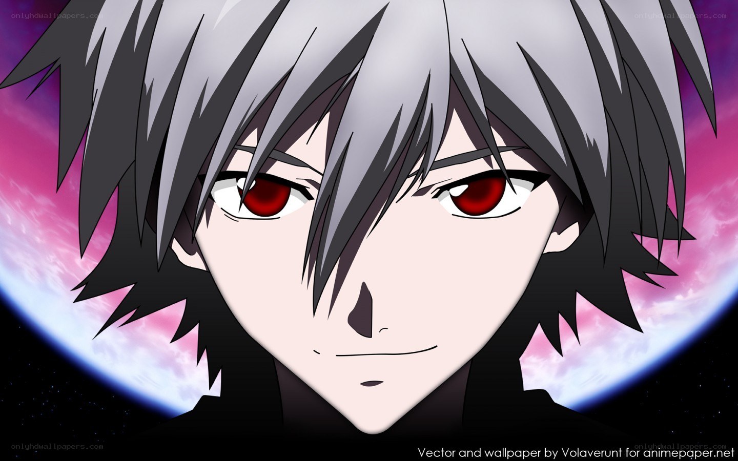 anime character with red eyes
