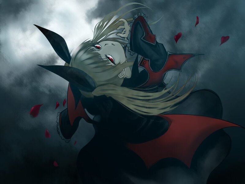 anime character with red eyes
