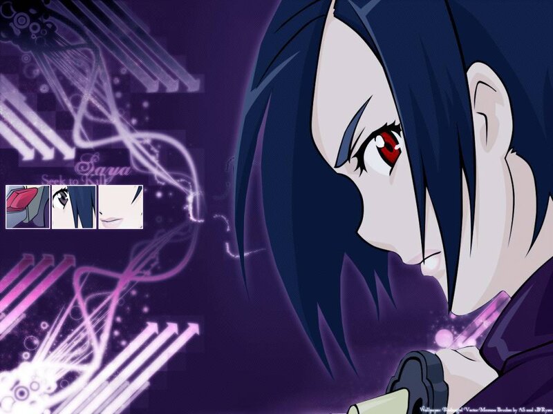 Anime character with red eyes