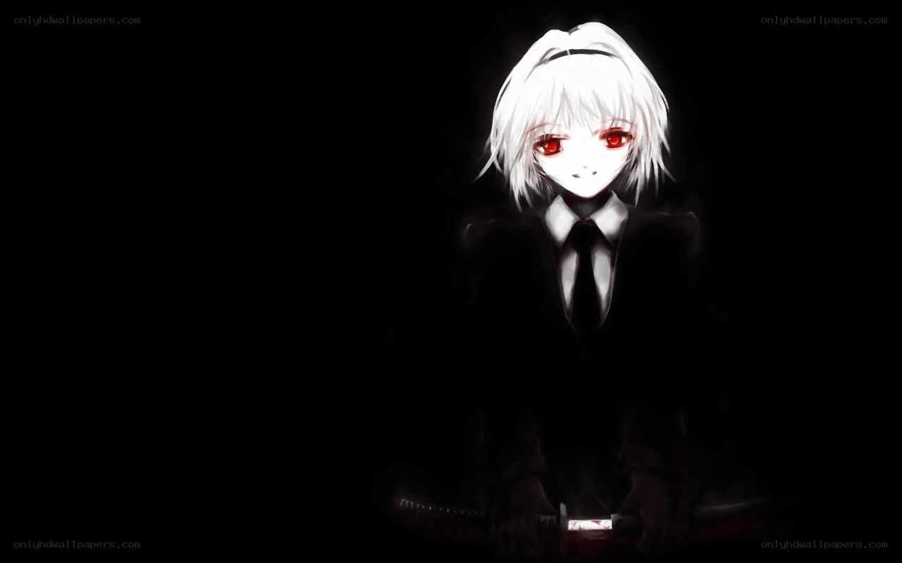 anime character with red eyes