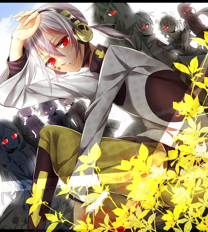 Anime character with red eyes and headphones
