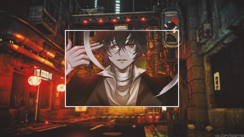 Anime Character with Red Eyes — Black, Dark, Dramatic, Night, Digital Art, Cyberpunk Alley