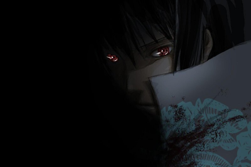 Anime Character with Red Eyes — Black, Dark, Dramatic, Night