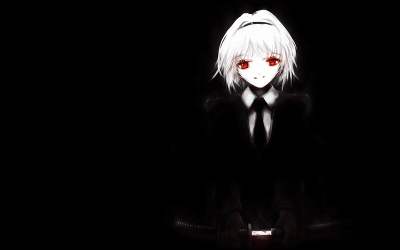 Anime Character with Red Eyes — Black, Dark, Mysterious