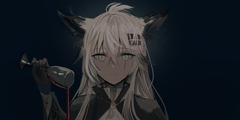 Anime Character with Red Eyes — Black, Dark, Night, Digital Art, Wine Glass