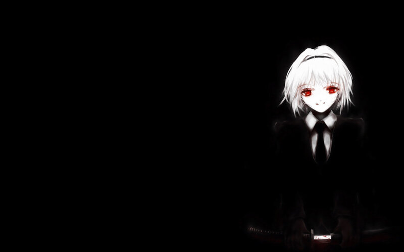 Anime Character with Red Eyes — Black, Dark, Night
