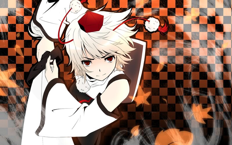 Anime Character with Red Eyes — Black, Dramatic, Autumn