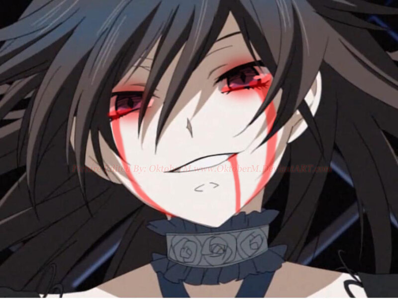 Anime Character with Red Eyes — Black, Dramatic, Blood
