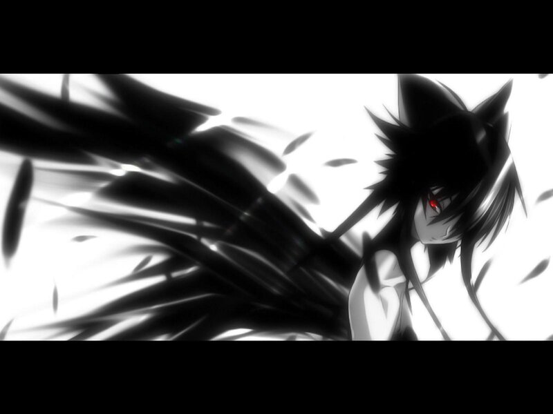Anime Character with Red Eyes — Black, Dramatic, Cat Ears