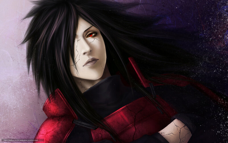Anime Character with Red Eyes — Black, Dramatic, Digital Art, Cracked Skin, Red Cloak