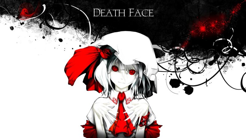 Anime Character with Red Eyes — Black, Dramatic, Digital Art, Red Bow
