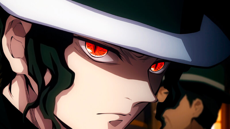 Anime Character with Red Eyes — Black, Dramatic, Hat, Red Eyes