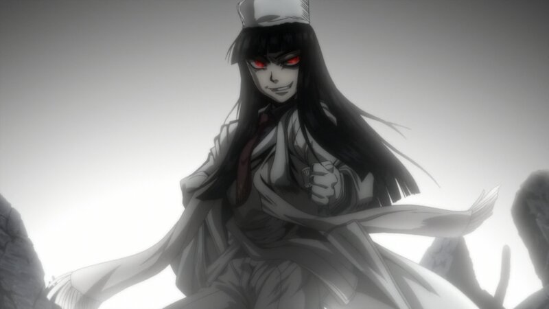 Anime Character with Red Eyes — Black, Dramatic, Long Black Hair