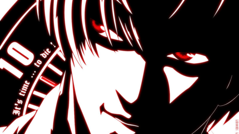 Anime Character with Red Eyes — Black, Dramatic, Manga, Clock